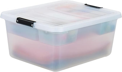 IRIS USA 18 QT Clear Storage Organizer with Removable Dividers, Stackable Plastic Storage Box with Lid, Modular Container for Crafts, Tools, Office & Pantry Organization