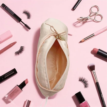 Ballet Dance Shoe Makeup Bag For Little Girls, Ballerina Slipper Makeup Pouch Bag, Ballet Pointe Shoes Gifts (Hot Pink)
