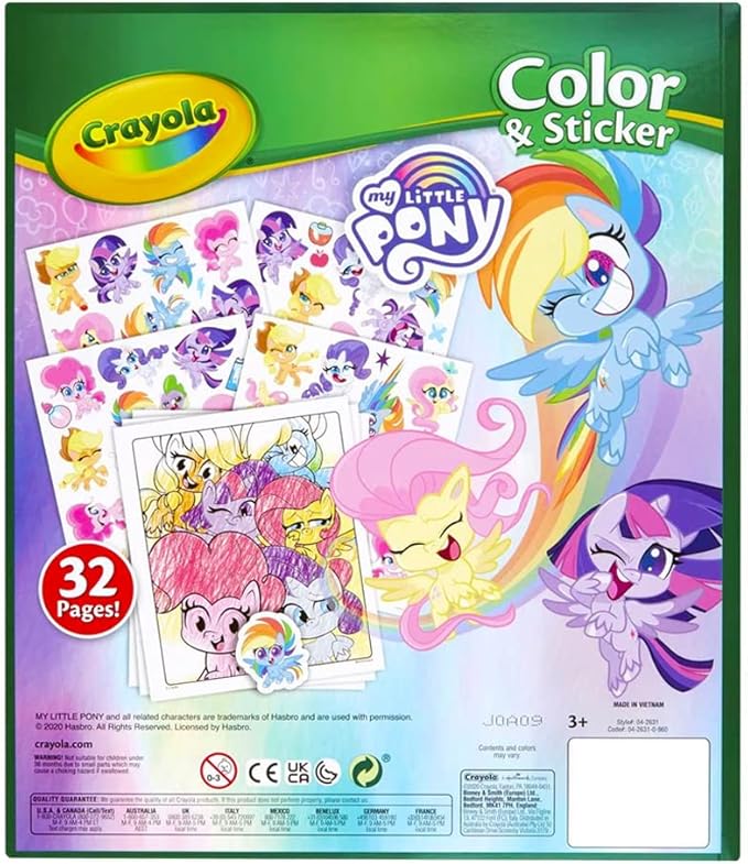 Crayola My Little Pony Coloring Pages and Stickers, Gift for Kids, Ages 3, 4, 5, 6