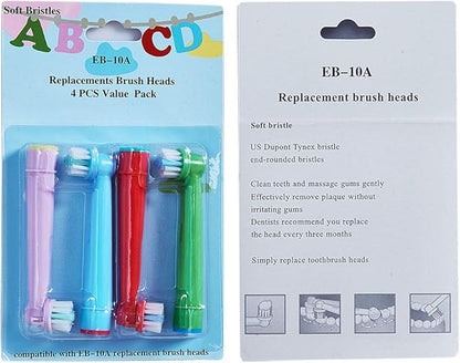 Kids Toothbrush Replacement Heads for Oral-B, Extra-Soft Bristles, Fits for Both Electric and Battery Braun Brushes, Except Vitality Sonic, CrossActino Power, Sonic Complete, Pulsonics, EB-10A