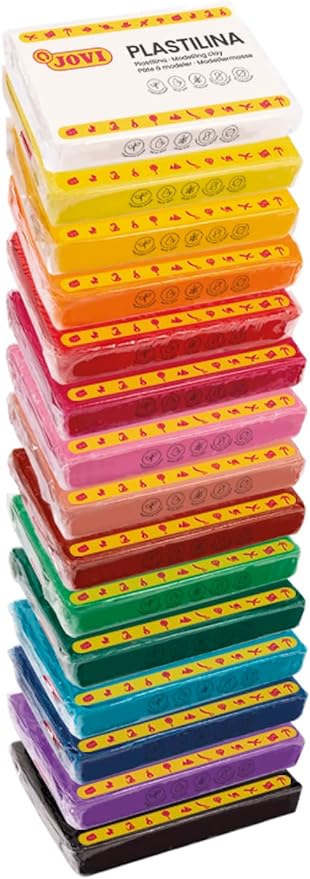 Jovi - Reusable Non-Drying Modeling Clay, Set with 15 Plastiline Bars, 12.35 oz Each, Total of 11.5 lb of Plasticine for Home and School Use, Bulk Buy