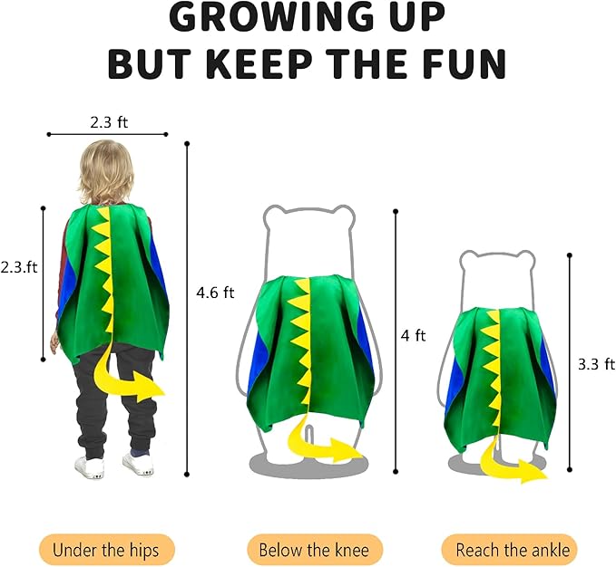 iROLEWIN Dinosaur-Costume for Kids Dragon Cape Mask as Boys Girls Dino Dress-Up Clothes for Play Toys Birthday Party Gifts