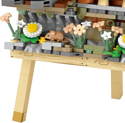 LOZ 1296 Mini Blocks Building Sets,3D Art Framed Train Station Building Kit,MOC Street View Creative Model Set,Creative DIY Bricks Toys for Adults Boys - 758 PCS (1296)