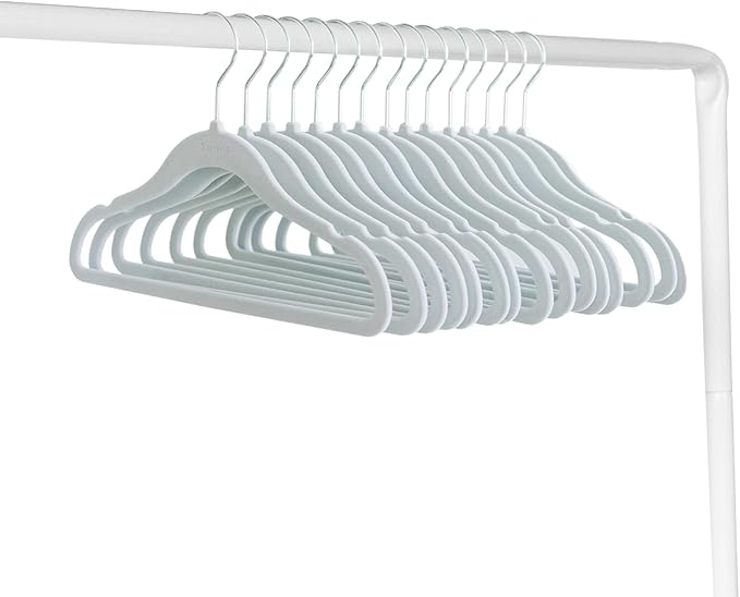 3 Sprouts Velvet Baby Hangers - Non-Slip Hanger for Infant, Toddler, Baby Clothes - Closet Kids Hangers with Slim Design, Nordic Colors, Pack of 30 - Blue