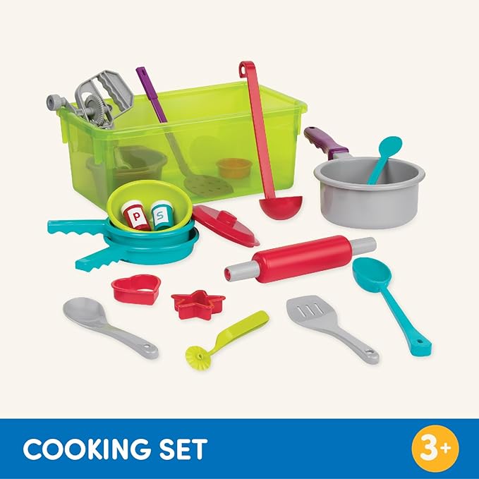 Battat – Pretend Cooking Set – Plastic Kitchen Toys – Play Dishes & Utensils-Toddler Cooking Set – 3 Years + (21 Pcs)