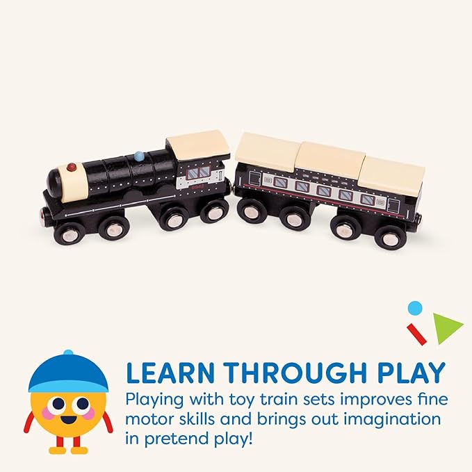 Battat – Classic Trains – 6Pc Wooden Railroad Set – Magnetic Toy Trains – Train Engines & Cars – 3 Years + – Wooden Passenger Trains