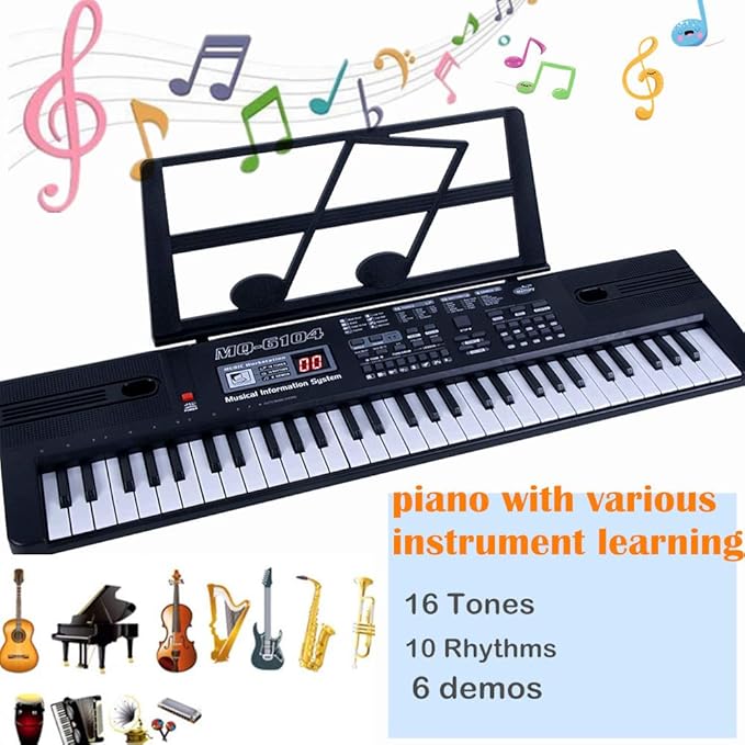 Semart piano keyboard for kids 61 key electric digital music keyboard for beginner portable piano w/LCD display microphone USB cable