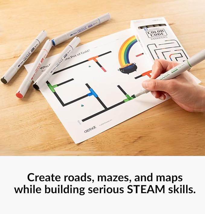 Color Coding Markers: Color Variety for Creative STEM Education, Ideal for Classroom & Home, Enhances Problem-Solving & Critical Thinking Skills, Suitable for Ages 6+, Dual-Sided, 5-Pack