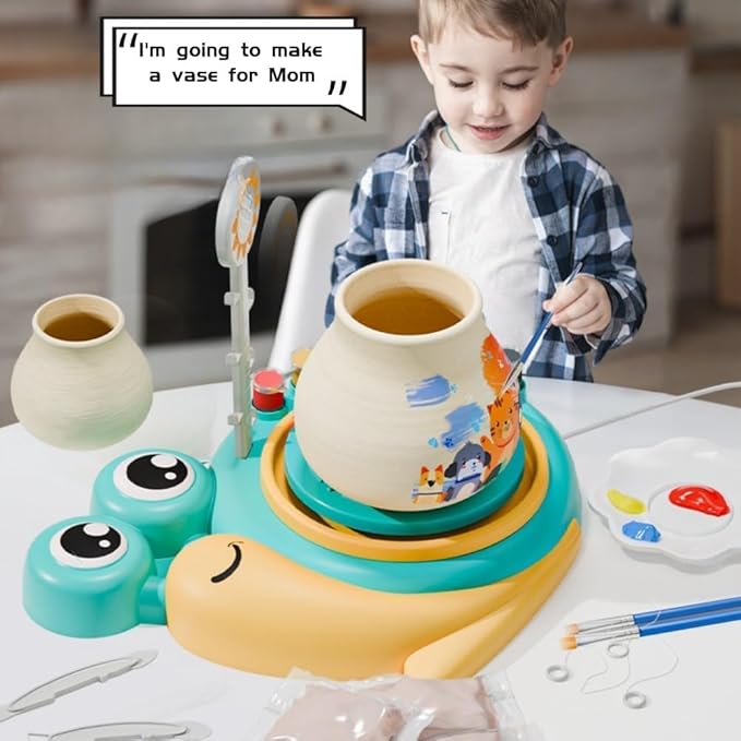 Dravilloy Pottery Wheel for Kids with Clay Sculpting Tools & Painting Kit, Mini Pottery Wheel for Beginners,Crafts & Pottery Kits for Kids Ages 8-12