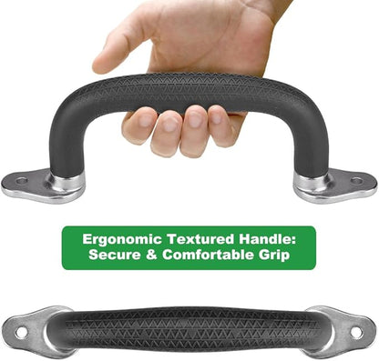 SELEWARE Black Playground Safety Handles, Non-Slip Kids Playground Grab Handle, Durable Indoor Outdoor Playset Handles for Playhouse, Treehouse, Climbing Frame, Jungle Gym, Swing Set, 4 Pack