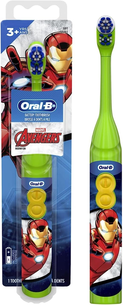 Oral-B Kid's Battery Toothbrush Featuring Marvel's Avengers, Soft Bristles, for Kids 3+ (Character May Vary) (Pack of 2)