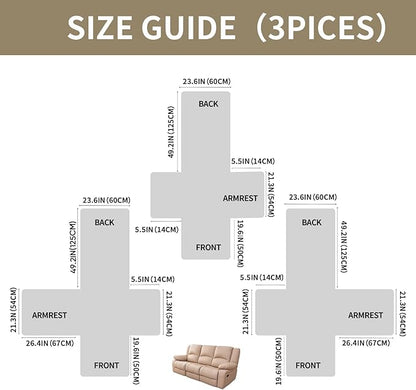 Easehomey Waterproof Recliner Sofa Cover,Non-Slip Reclining Sofa Covers for 3 Seat,Washable Reclining Sofa Cover Furniture Protector with Elastic Straps Pocket for Kids, Pets(Khaki,3Seat)