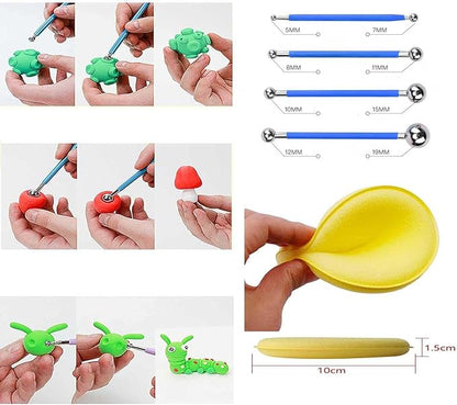 LANGQUN 35pcs Clay Sculpting and Pottery Tools Kit - Air Dry and Polymer Clay Dotting Tools - Ceramic Supplies for Modeling and Shaping - For Kids and Adults