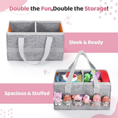 PISOSN Carrying Case for Toniebox Starter Set and Tonies Figurines, Travel Felt Cloth Musical Toy Folding Bag for Toniebox 2 & Accessories (Orange)