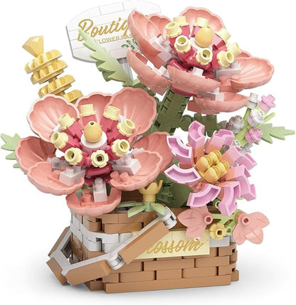 Flowers Succulents 3.6In Building Toy Set, 455 Pcs Botanical Collection for Office Home Decoration Flower Plant Building Blocks Toy, As a Adults, Kids, Girls Idea Gifts