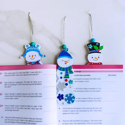 Winlyn 24 Sets Christmas Craft Kits Winter Crafts DIY Christmas Snowman Bookmarks Ornaments Art Sets Snowman Christmas Foam Stickers Arts and Crafts for Kids Holiday Classroom Activities Party Favors