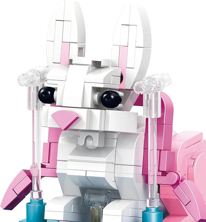 Chinese Yutu Building Block Set, Small Cute Animals Jade Hare/Rabbit Home Decor,STEM Educational Toys Chinese Traditional Culture Theme for Kid Boy Girl Adult 331 Pcs With Ear Swinging 96006