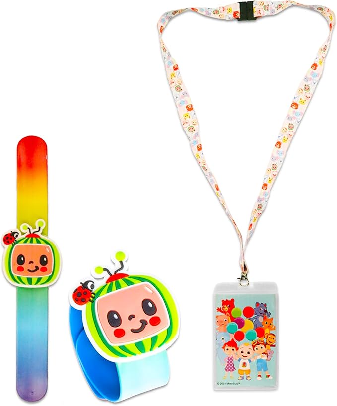 Screen Legends Cocomelon Party Favor Set - Bundle with 6 Slap Bracelets, 4 Lanyards and Stickers | Cocomelon Birthday Supplies and Goodie Bag Stuffers for Kids