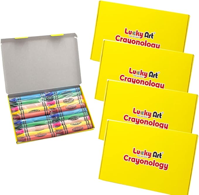 Lucky Art 20 Sets of 5 Packs (100 count) Jumbo Size Crayons - Mini Crayon Packs Non-Toxic Crayons; Crayons in bulk for Kids Party Favors, School Supplies for Teachers & Travel Crayons