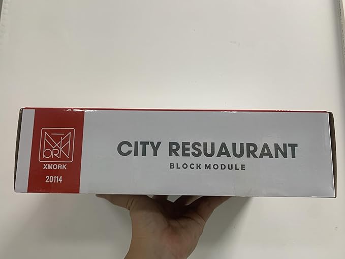 City Restaurant Architecture Building Kit with LED Lights,3 Levels City Restaurant Model Building Blocks Toy,for 12+Age Teen,Adult（1489 Pieces）