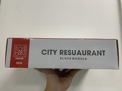 City Restaurant Architecture Building Kit with LED Lights,3 Levels City Restaurant Model Building Blocks Toy,for 12+Age Teen,Adult（1489 Pieces）