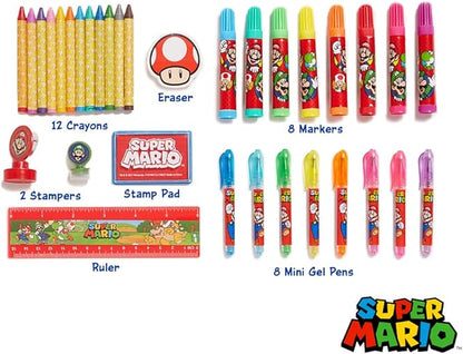 Innovative Designs Mario Brothers Super Mario Deluxe Activity Set with Carrying Tin, Coloring Sheets, Tattoos, Stickers, & Art Supplies