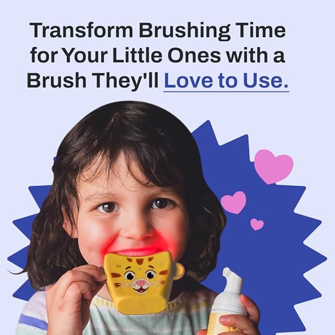autobrush Kids U Shaped Electric Toothbrush, ADA Accepted, Sonic Pro with Unique 360° Nylon Bristles 3 Cleaning Modes,Whitening LED-Lights,Plays Music (Double-Sided),Ages 9-12, Lion
