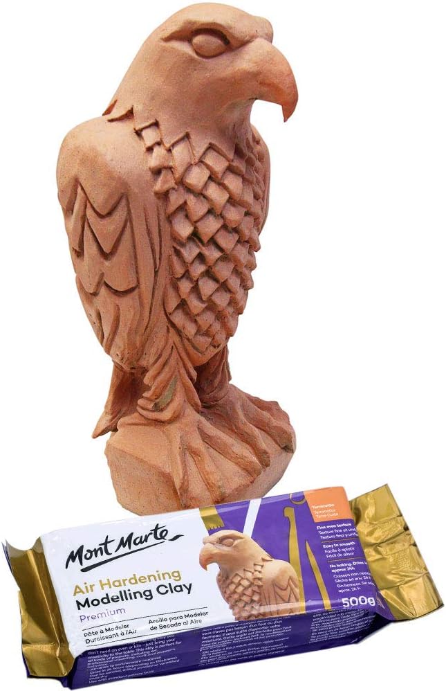 Mont Marte Terracotta Color Air Hardening Modeling Clay 500g (1.1lb). Terracotta Color Air Dry Clay with Drying Time of Approximately 24 Hours. Suitable for Sculptors and Modelers of All Skill Levels.