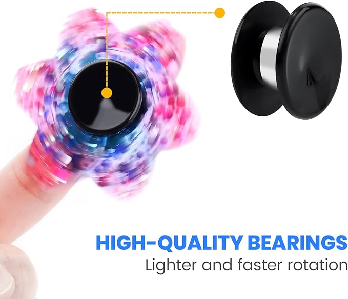 NiArt Fidget Spinner Toy DIY Bearing with Caps Set 48-Pack, MR137 0.5" Single-Sealed Chrome Steel Bearing Balls Replacement High Speed 13mmx7mmx4mm Epoxy Resin Casting Craft Skateboard Stress Reliever