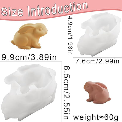 2Pcs Easter Rabbit Epoxy Resin Casting Silicone Molds 3D Cute Bunny Candle Molds for DIY Home Decoration Soap Making Candlestick Plaster Cement Concrete Art Craft Projects Party Favors