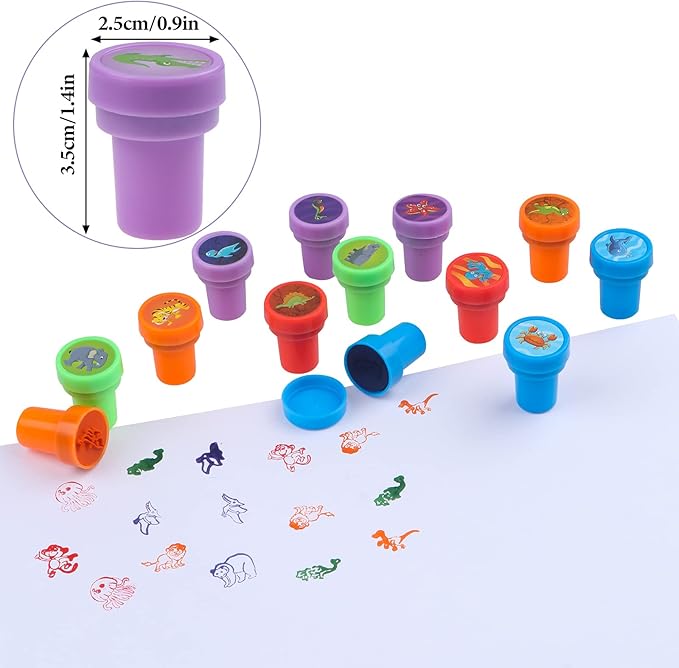 30 Pieces Animal Stampers for Kids Dinosaur Ocean Life and Zoo Animal Stampers Self Inking Stamps for Kids Birthday Gift, Party Supplies, Teacher Stamps