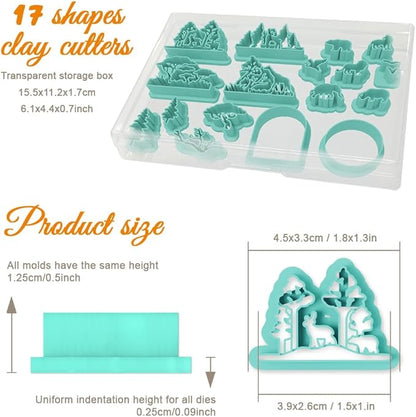 ORIGACH 17 Pcs Forest and Animals Polymer Clay Cutters Set Earring Clay Cutter DIY Craft Supplies for Earring and Jewelry Making