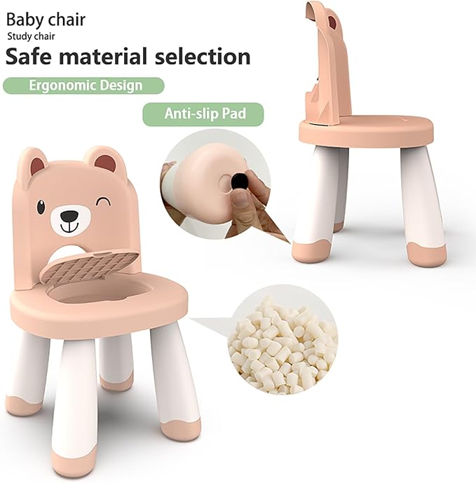 Kids Plastic Chair, Durable and Lightweight Kids Chair,11" H Seat, Indoor or Outdoor Use for Toddlers Boys Girls Birthday Gifts (Black)