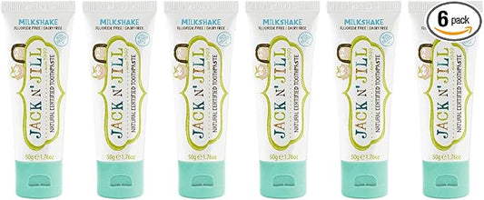 Jack N' Jill Natural Toddler Toothpaste for Baby, Kids and Infants 6 Months & Up, Fluoride Free Training Toothpaste for Toddlers 1-3 (1.76 Fl Oz (Pack of 6), Milkshake)