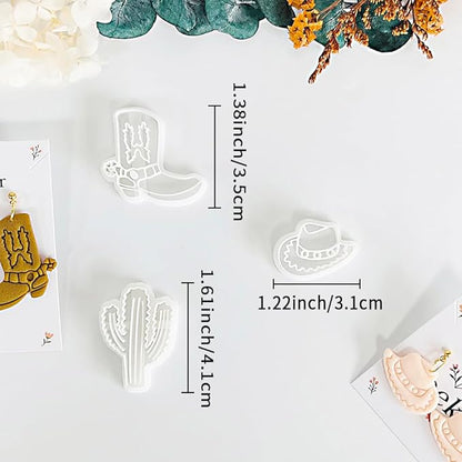 Xaekicr Western Theme Polymer Clay Cutters Set – 3PCS Cowboy Hat Boot Cactus Clay Earring Cutters, Polymer Clay Molds and Tools for DIY Jewelry Making