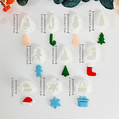 Xaekicr 10 Pcs Christmas Polymer Clay Cutters Set – Holiday Clay Cutters for Earrings, Ornaments & Jewelry Making – Gingerbread, Snowman, Tree Shapes – Clay Tools for Polymer Clay Crafts