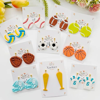 Xaekicr Sports Theme Polymer Clay Cutters Set – Multiple Shapes Clay Cutters for Polymer Molds, Clay Earring and Tools