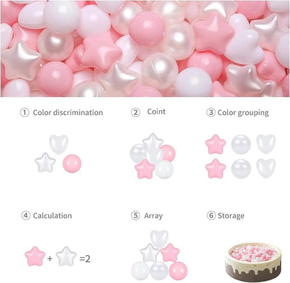 GOGOSO Ball Pit Balls,Plastics Balls for Ball Pit, Stars Hearts Shape for PastelBall for Toddlers Kids