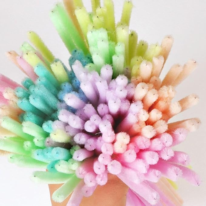300 Pcs Thick Pipe Cleaners Craft Supplies 7 Assortment Pastel Macaron Color Chenille Stems for Art and Craft Projects Creative DIY Decorations (Light color-300pcs)