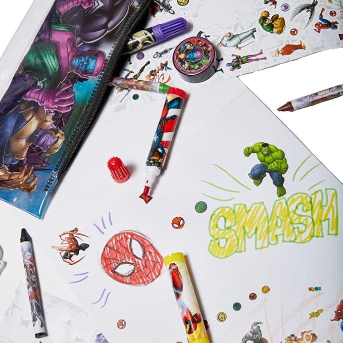Innovative Designs Marvel Avengers Coloring Art and Sticker Set for Boys and Girls, 30 Pcs.