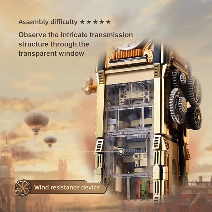 BRICKKK Architecture Big Ben Building Set - Steampunk Clock Tower Construction Kit for Adults and Teens, Famous Landmarks London Model, Collectible Building Bricks Toys