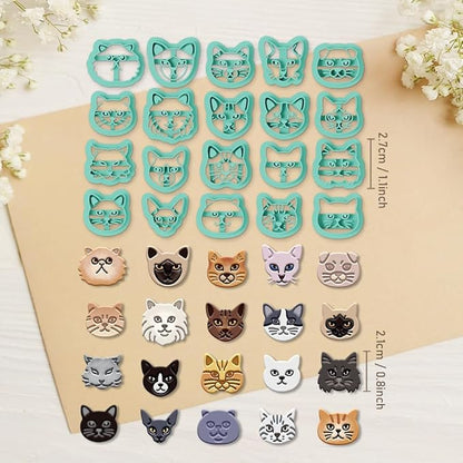 ORIGACH 20 Pcs Small Stud Cute Cat Polymer Clay Cutters Set Earring Clay Cutter DIY Craft Supplies for Earring and Jewelry Making