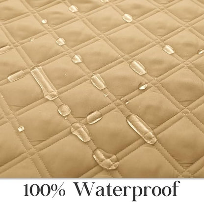 TOMORO Non-Slip Oversized Recliner Cover, 100% Waterproof Quilted Recliner Chair Slipcover Furniture Protector with Pockets, Washable Couch Cover with Elastic Straps for Kids and Pets