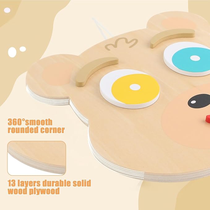 Social Emotional Learning Activities, Magnetic Wooden Face Matching Game, Expression Puzzle Building Blocks Montessori STEM Educational Sensory Toy for Boys Girls Gift Brain Exercise