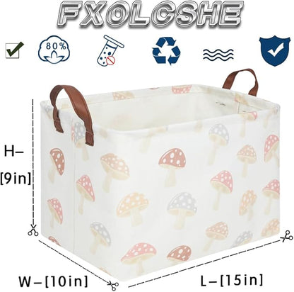 Rectangular Baby Laundry Basket,Mushroom Basket,Collapsible Waterproof Kids Toys Storage box,kids gift hamper,Toy Bins,Baby Room Decor(Mushroom)