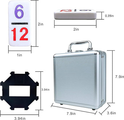 Mexican Train Dominoes Set with Numbers - Double 12 Colored Number Dominoes - Includes 91 Tiles with 9 Trains, Plastic Pieces and Aluminum Case for 2-8 Players Ages 8+
