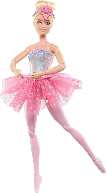 Barbie Dreamtopia Doll, Twinkle Lights Posable Ballerina with 5 Light-Up Shows, Sparkly Pink Tutu, Blonde Hair & Hair Accessory