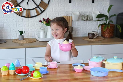TECHNOK Kids Play Kitchen Accessories - 49 Pcs Play Dishes Cookware Set - Large Toy Pots and Pans for Kids Kitchen Pretend Dishes - Play Food Set - Cooking Utensils - Toy Cooking Set for Girls Boys 3+
