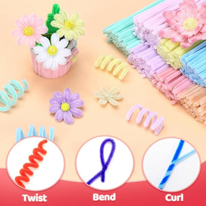 Praisebank Pipe Cleaners,200pcs Macaron Color Chenille Stems for DIY Projecets, Arts & Crafts Supplies for Festival Party Decorations