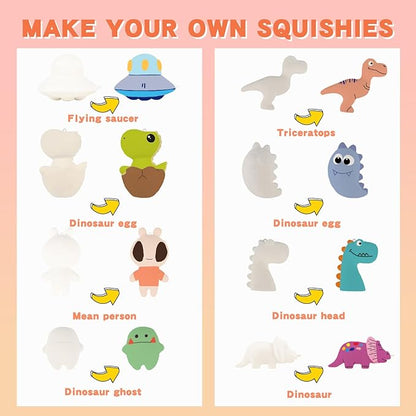 Anboor DIY Squishies Painting Kit Pack for Kids,8pcs Cute Animal Dinosaurs Paintable Slow Rise Squishies Making Kit for Boy & Girl,Make Your Own Squeeze Painting Kit Art Craft DIY Kit for Age 6+